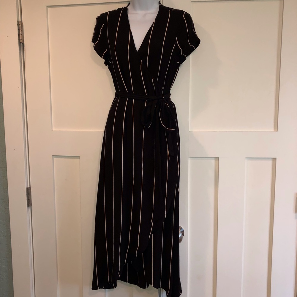 LOFT Pinstripe Wrap Dress